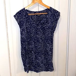 Gap navy white polka dotted v-neck top with ties and flutter sleeves, la…